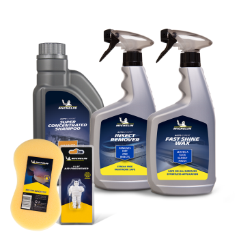 MICHELIN W32026 Air Fresheners 3D vent bib + W31456 Car shampoo + W31951 Fast shine wax + W31401 Insect remover + W32514 Wash Sponge