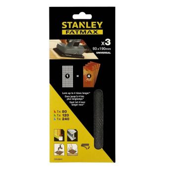 STANLEY STA39047-XJ Stanley Fatmax 1/3 Sheet Mixed Sanding Sheets