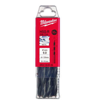 MILWAUKEE 4932363524 - HSS-R METAL DRILL  9X125 MM (10 PCS.)