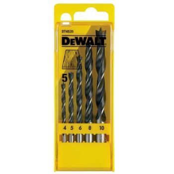 DEWALT DT4535-QZ BRAD POINT WOOD DRILL BITS SETS 5 PIECE SET IN PLASTIC CASSETTE